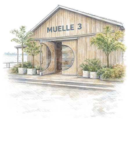Acuarela de Muelle 3, salón de recepción